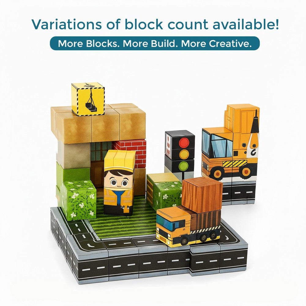 Magnetic Blocks Building Set - 150pc Block Construction Theme for Parents