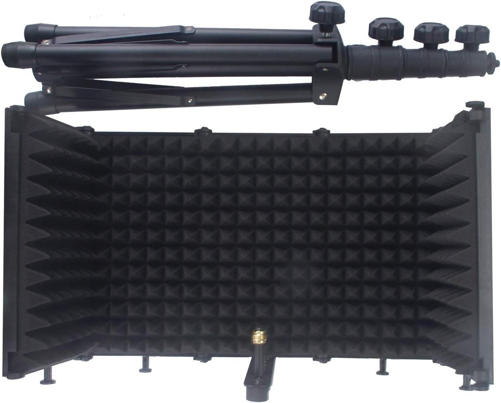 Professional Microphone Isolation Shield with Heavy-Duty Adjustable Tripod Base