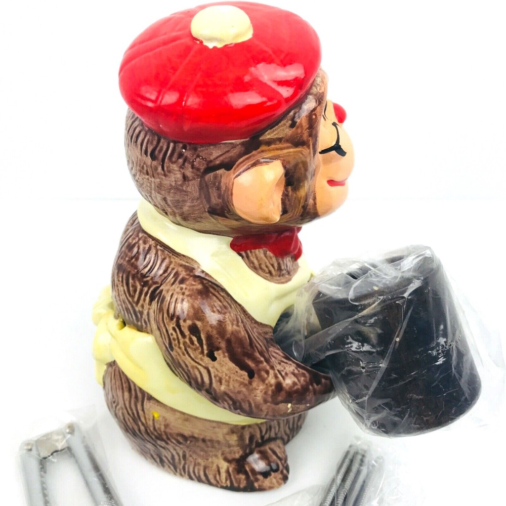Vintage McCrory Ceramic Monkey Nut Cracker Set New In Original Box 7.5" Tall