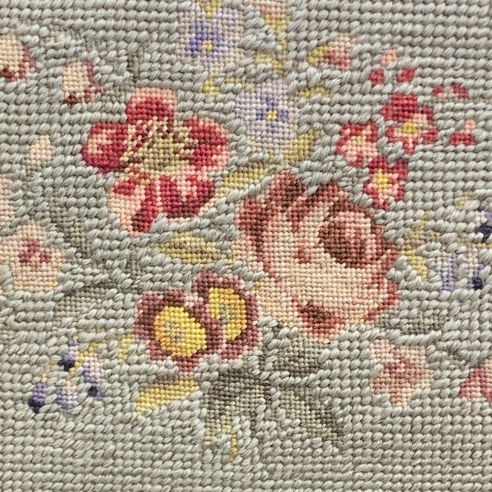 VTG Needlepoint Tiny Footstool with Metal Legs – Charming Petite Accent Stool
