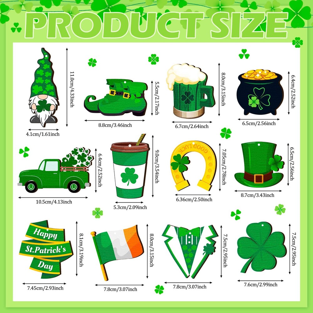36 Pcs St. Patrick's Day Tree Ornaments Decorations Green