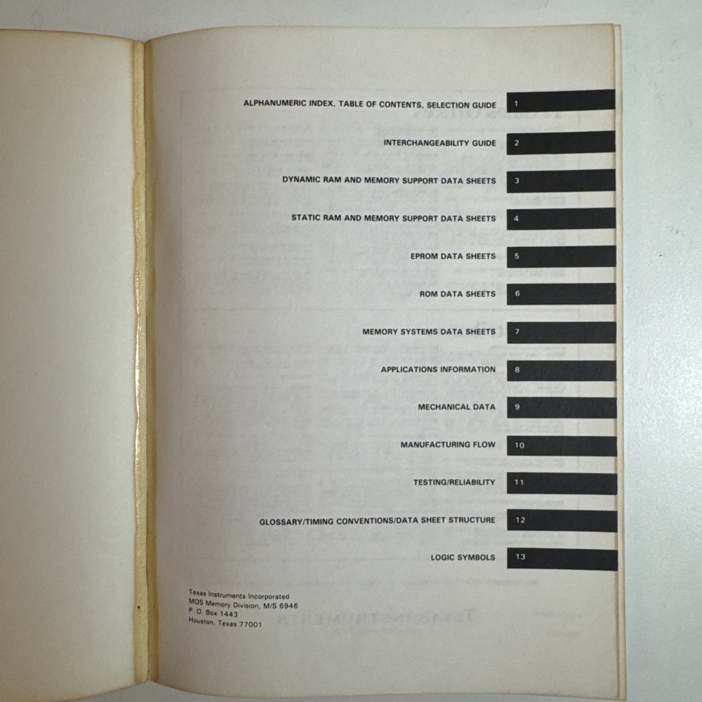 Texas Instruments - MOS Memory Data Book from 1982