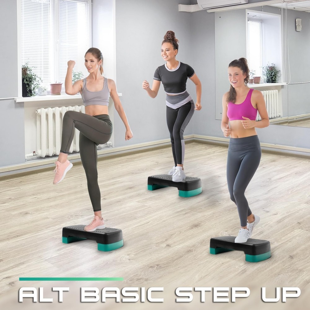 18.9" Aerobic Exercise Step Platform with 2 Risers, Adjustable Height Workout...