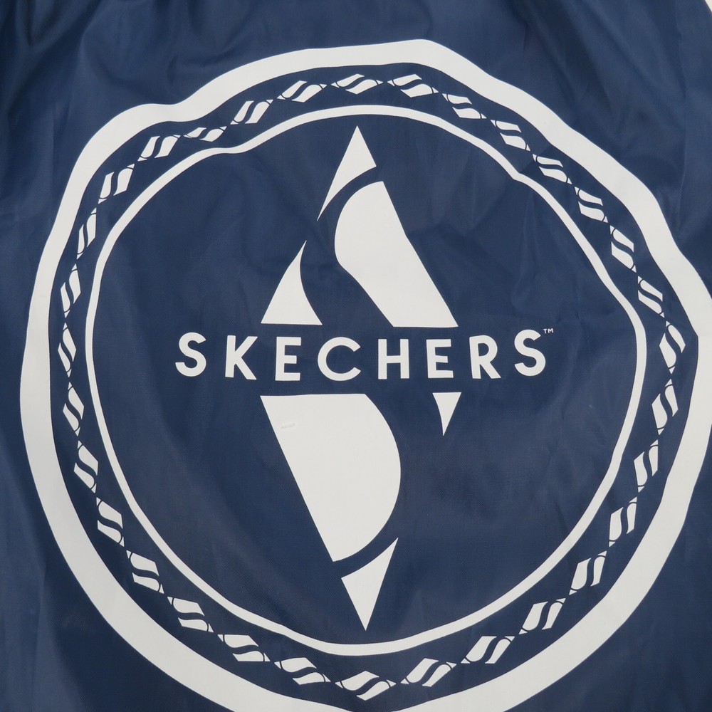 Skechers Strap Drawstring Top Navy Blue Polyester Backpack Tote - 20" X 16"