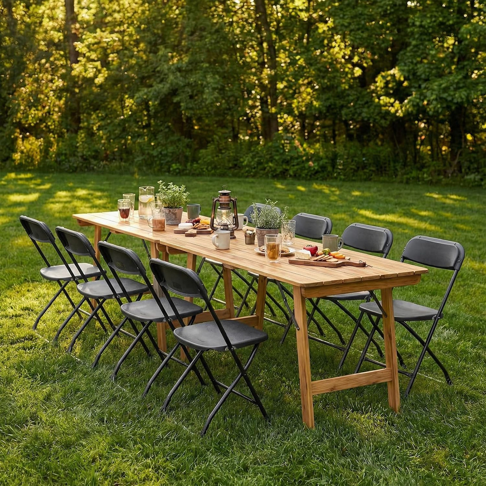 Folding Chairs Sets of 10, 330Lbs Plastic Stackable Portable Patio Dining Sets,