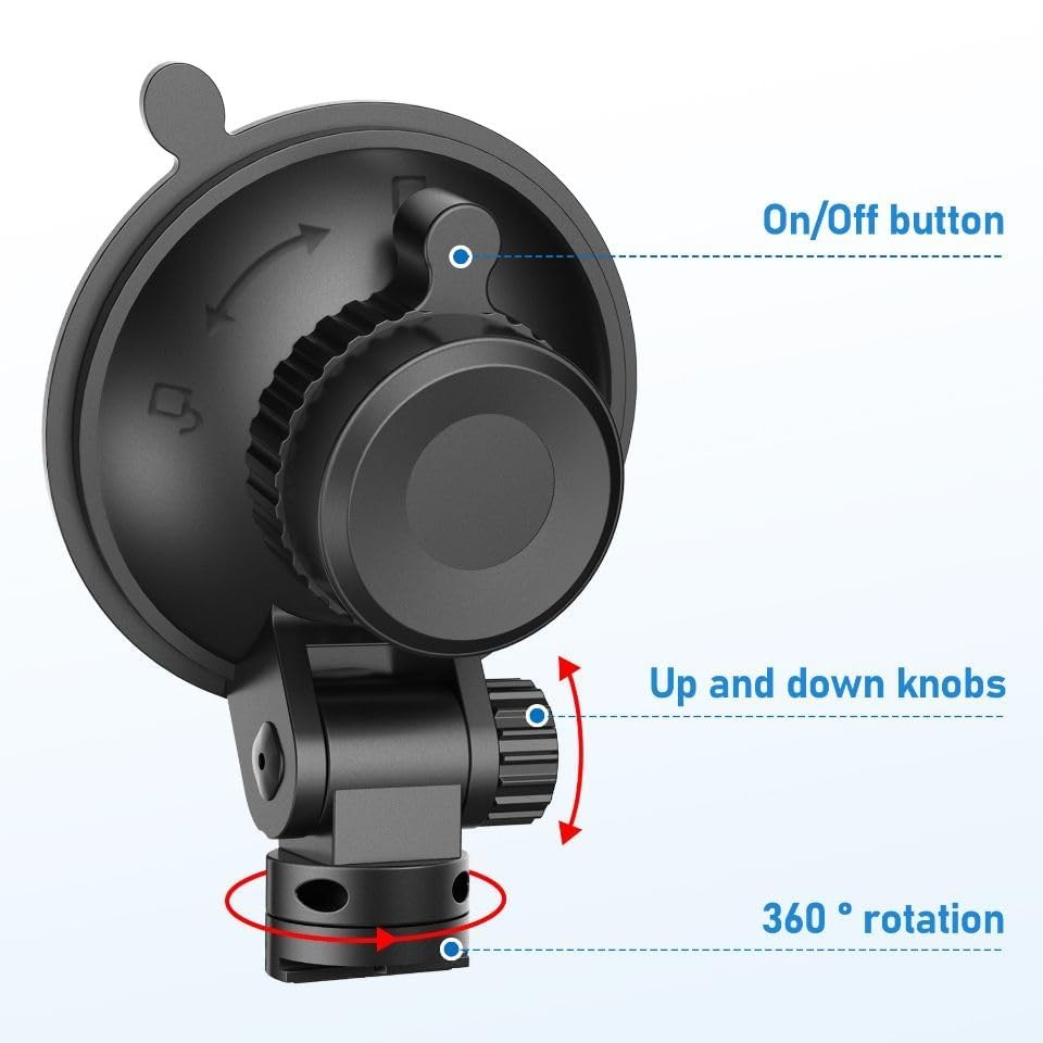 LIUFACAI Dash Cam Mount, Suction Cup Windshield Black