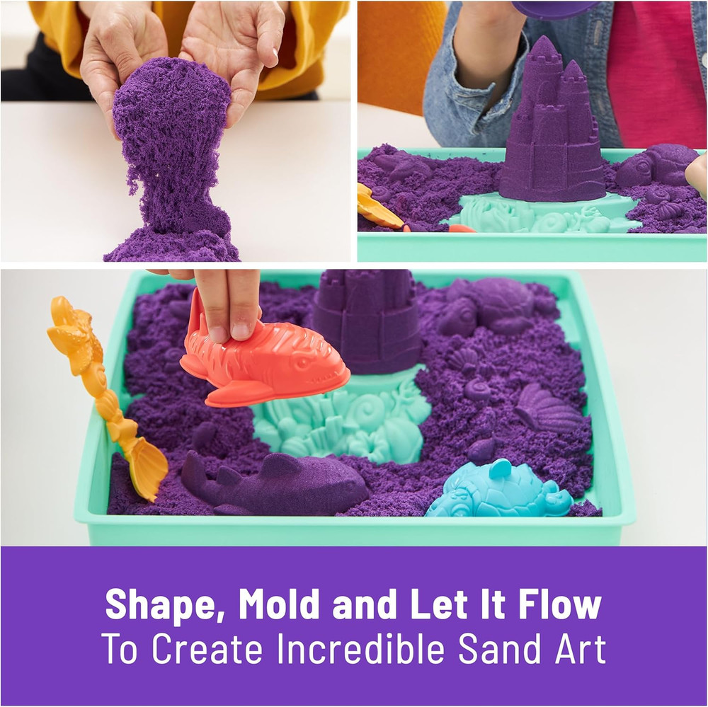 Kinetic Sand, Sandbox Set, Creative Easter Gifts, Includes 1Lb Purple Moldable P