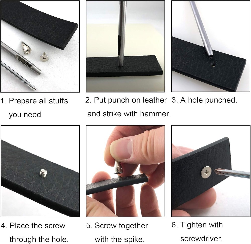 80 Sets Mixed Shape Spikes and Studs Assorted Sizes Silver Color Screw Back B...