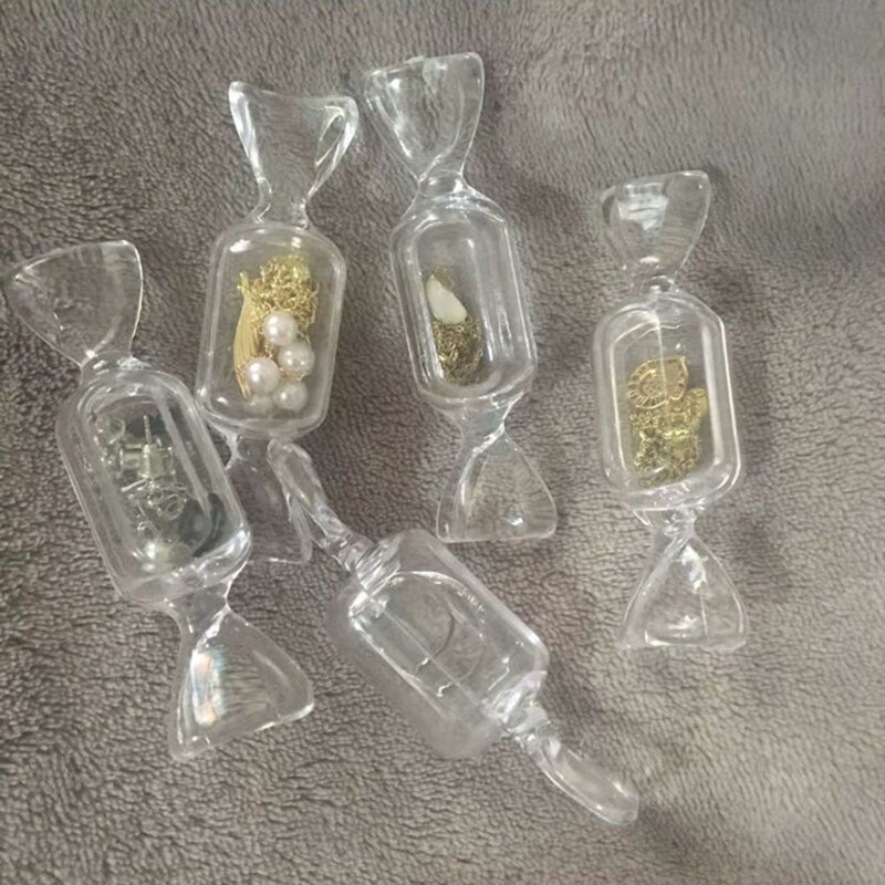 10 Pieces Clear Plastic Bead Storage Containers Candy-Shaped Mini Storage for
