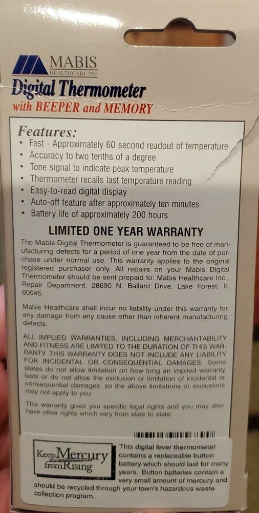 Mabis Digital Thermometer with Beeper & Memory - Storage Case Included