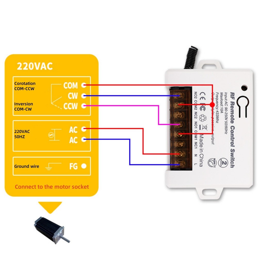 AC90~250V Relay Receiver Wireless Remote Control Switch For Lights Motors