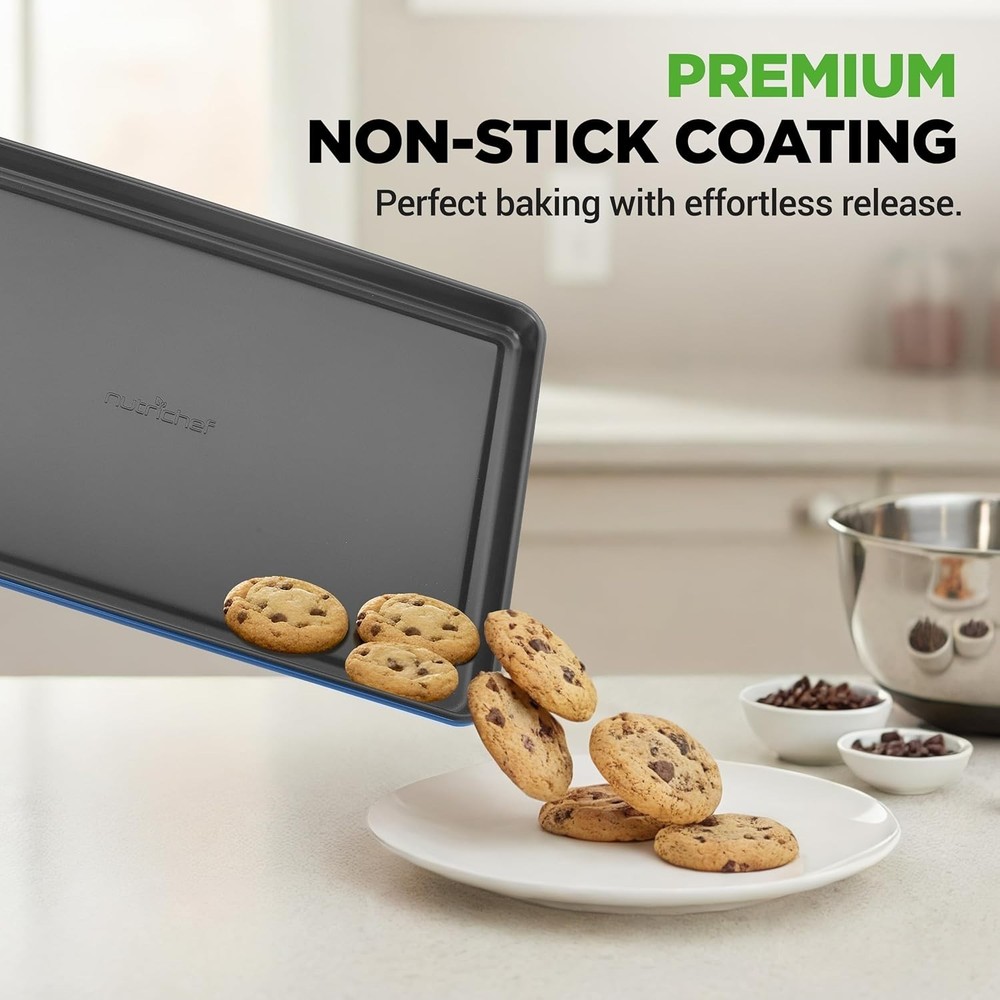 8-Piece Nonstick Stackable Bakeware Set - PFOA, PFOS, PTFE Free Baking Tray S...