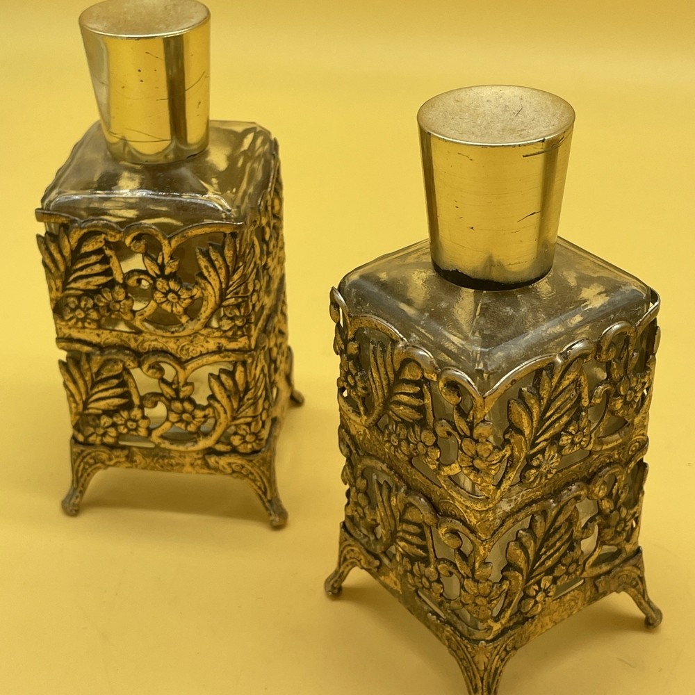 Vintage Regency Styled Vanity Set Trinket Box/2 Cologne Bottles!