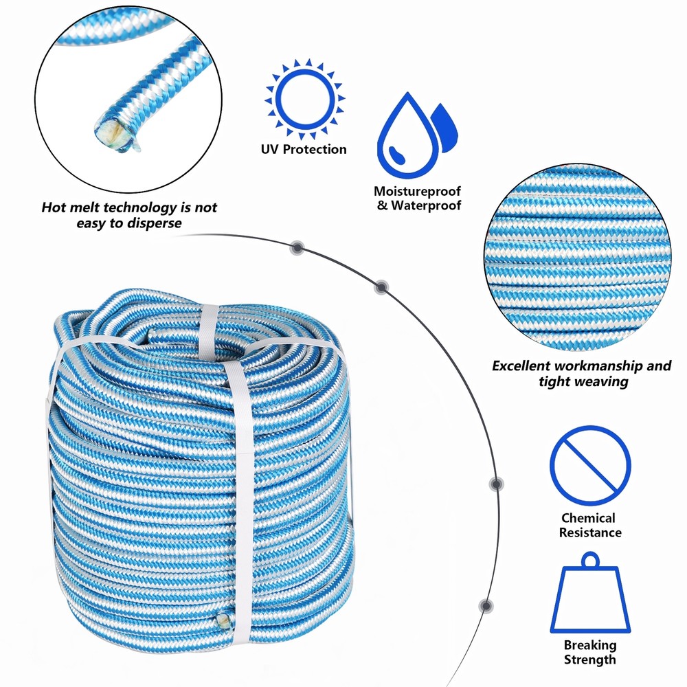 Braided Nylon Core Polyester Arborist Tree Climbing Rope 1/2" × 150' 16 Strand