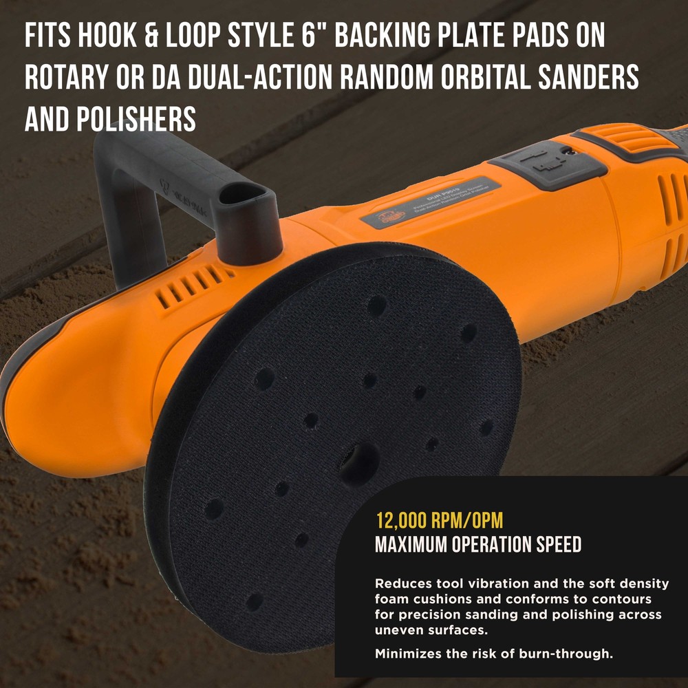 2 Dura-Gold 5" x 10mm Soft Density Interface Pads, Hook & Loop, 17 Hole Pattern