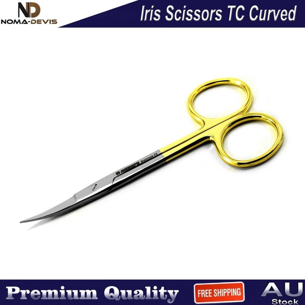 Surgical Iris Scissors TC Curved Veterinary Microsurgery Dissecting Dental Shear