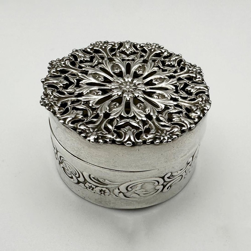 EDWARDIAN OPENWORK POMANDER BOX STERLING SILVER BIRMINGHAM 1909 W COMYNS