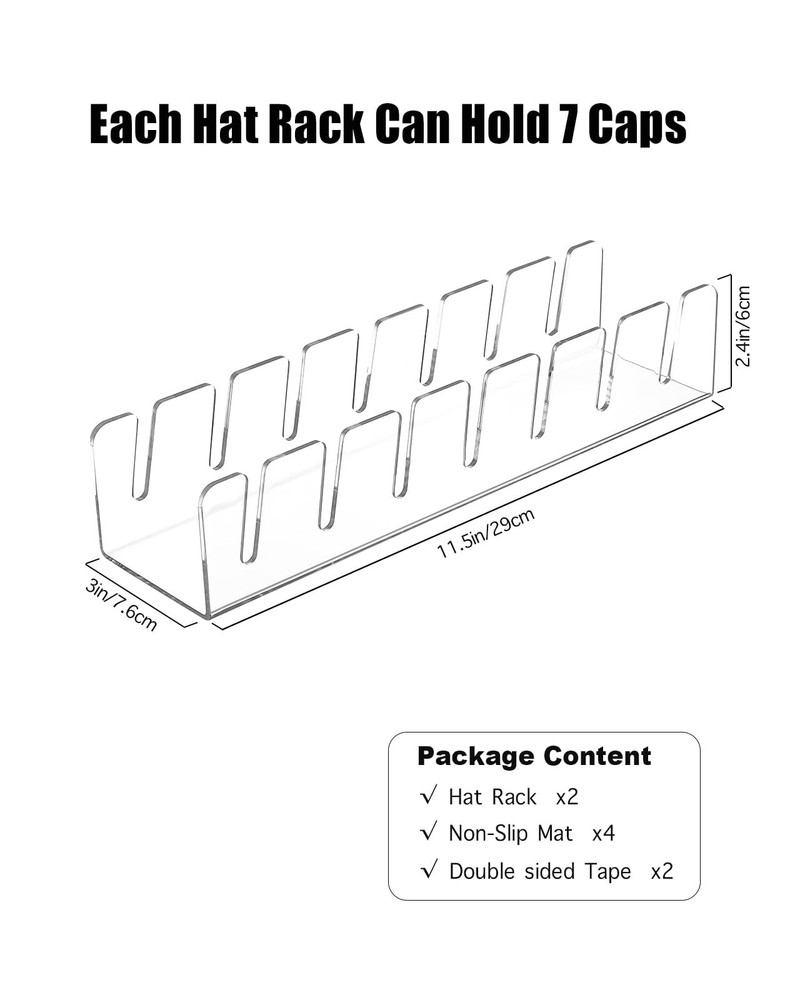 Acrylic Hat Organizer - 2 Pack Baseball Cap Display & Organizer, Holds 14 Cap...