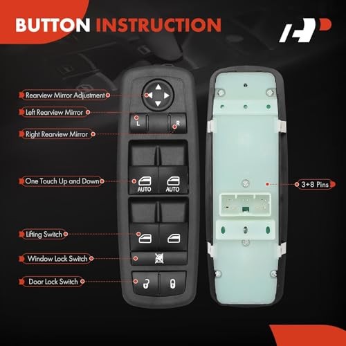 Master Power Window Switch Compatible with 2011 2012 2013 Dodge Durango, Dual
