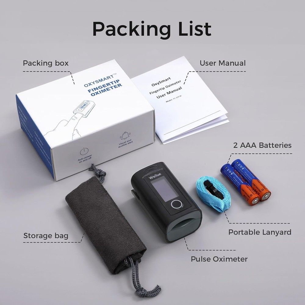 FSA Eligible Fingertip Pulse Oximeter with Free App & Built-in Memory Function