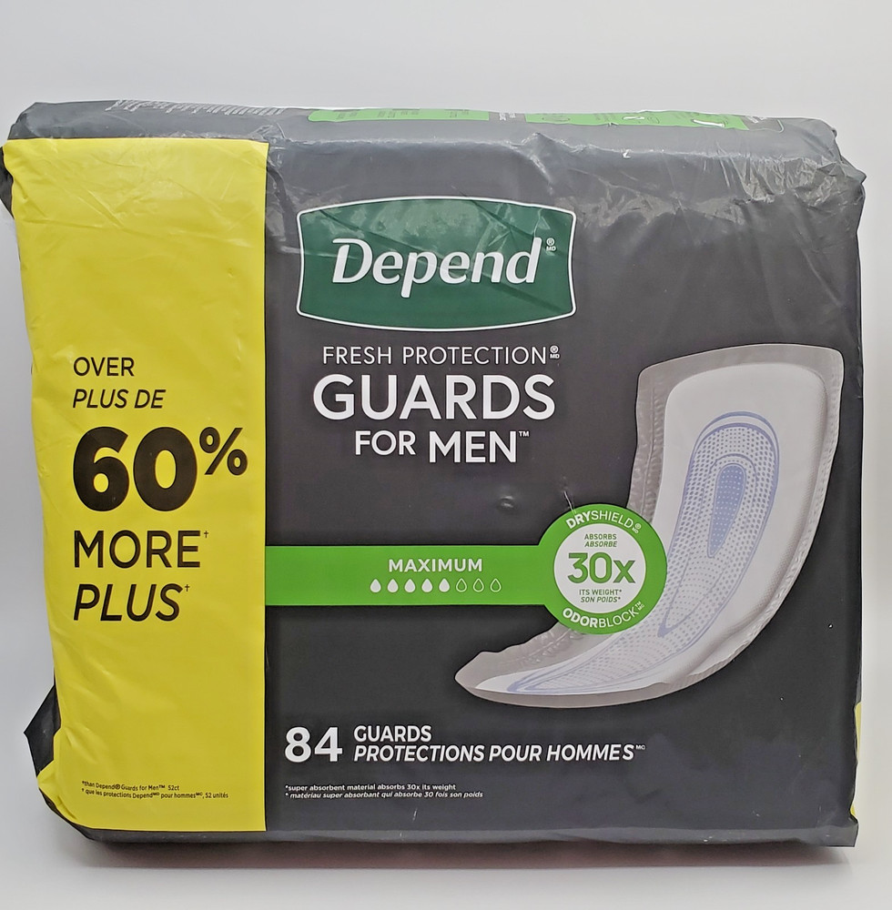 Depend Mens Guards 84ct Maximum Absorbency Bladder Control Pads Dry Odor Shield