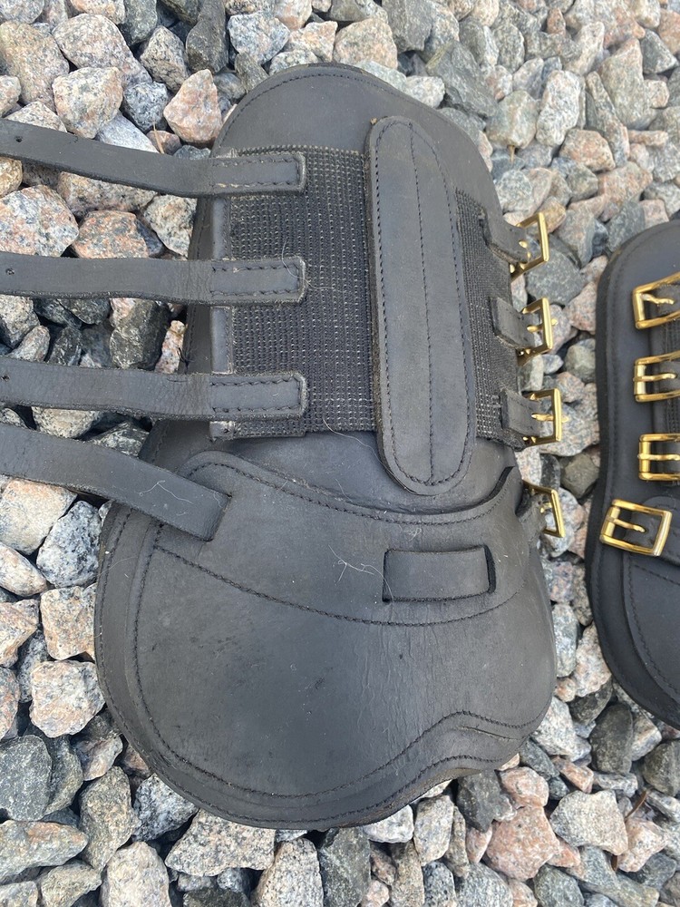 Black Leather Open Front Jump Boots With Neoprene Lining