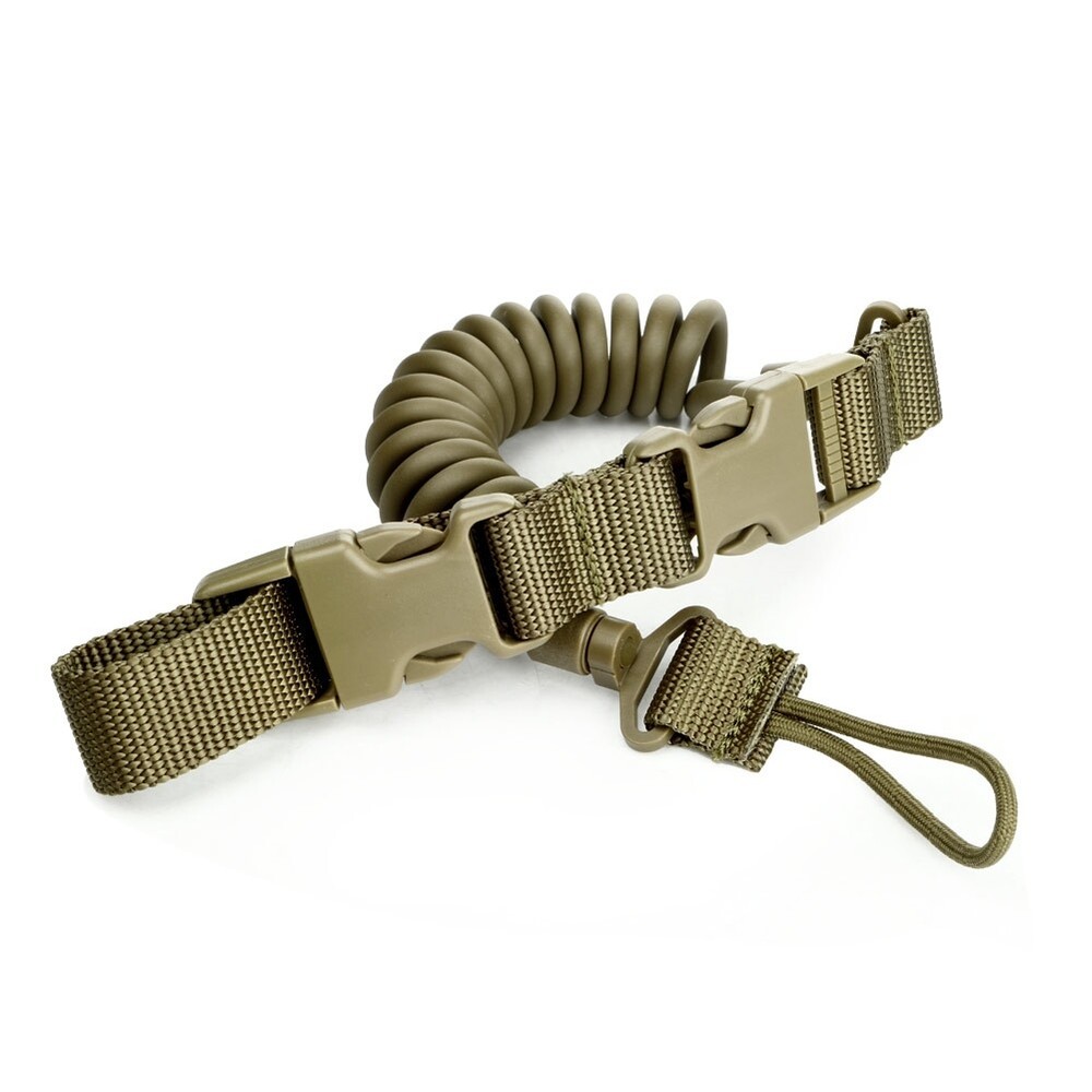 Tactical Molle System Pistol Lanyard Gun Sling Elastic Spring Secure guns Strap