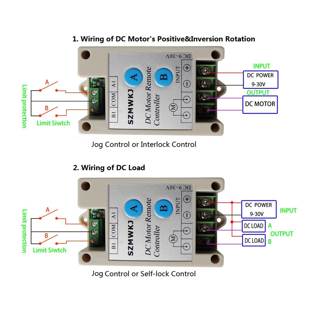10A DC 9-30V Linear Actuator Remote Control DC Motor Switch Wireless Controller