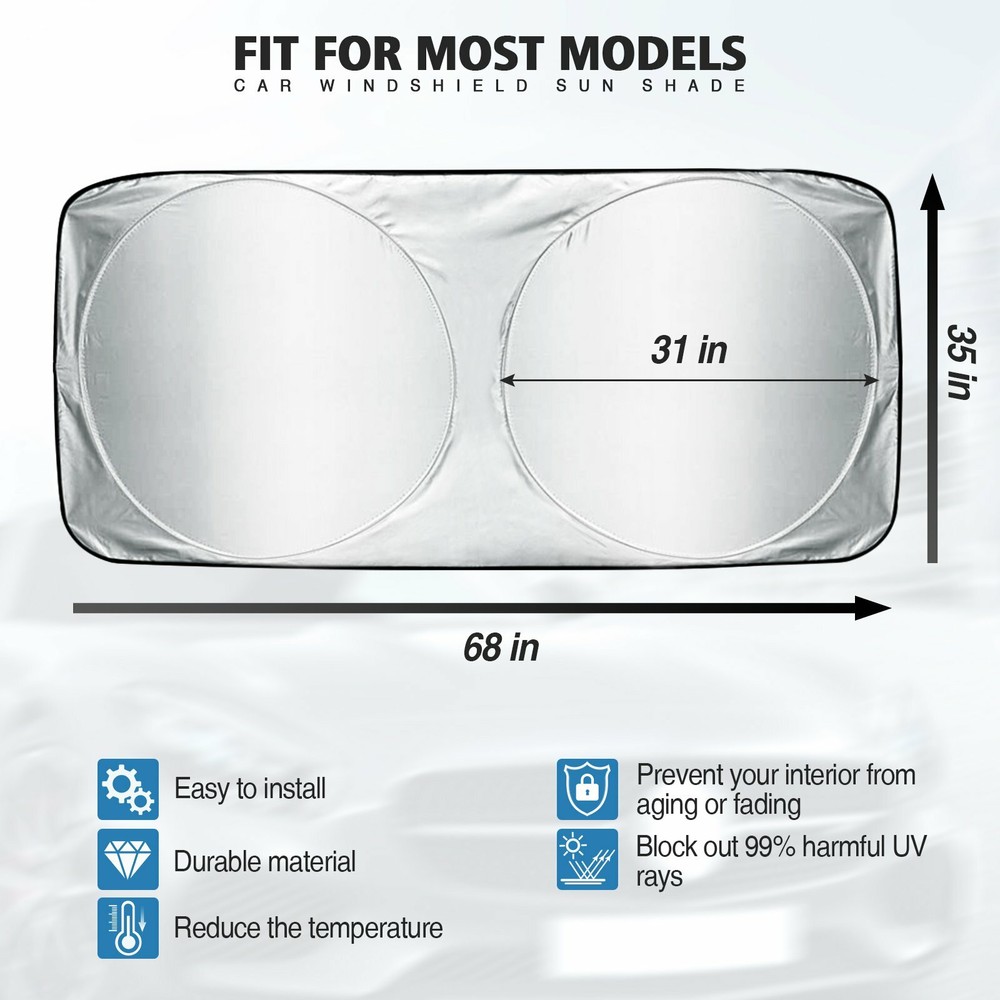 ABLEWIPE Foldable Car Front Window Heat Protective Sun Shade Shield Cover Visor