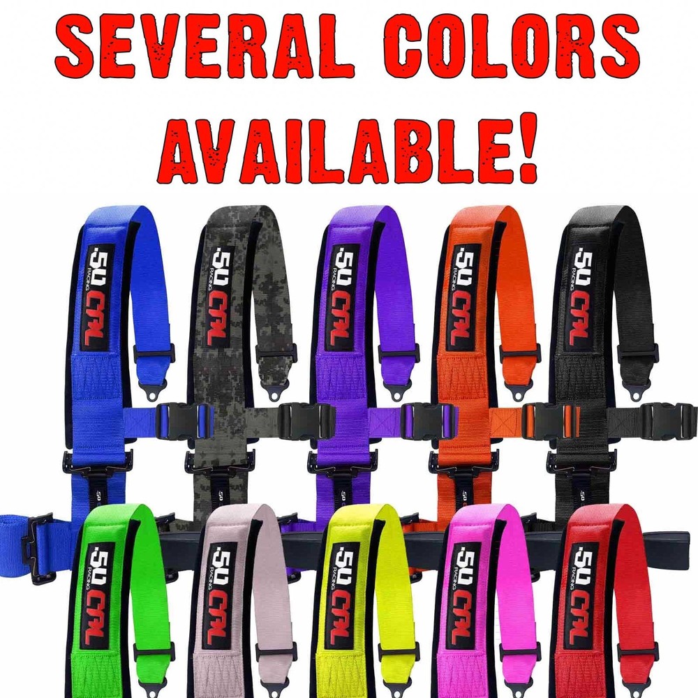 Pink 4 Point Off Road Harness 2" Belt Auto Style Buckle w Push Button Release