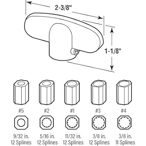 Prime-Line H 3893 Satin Bronze Tee-Crank Window Handle - 2 Pack