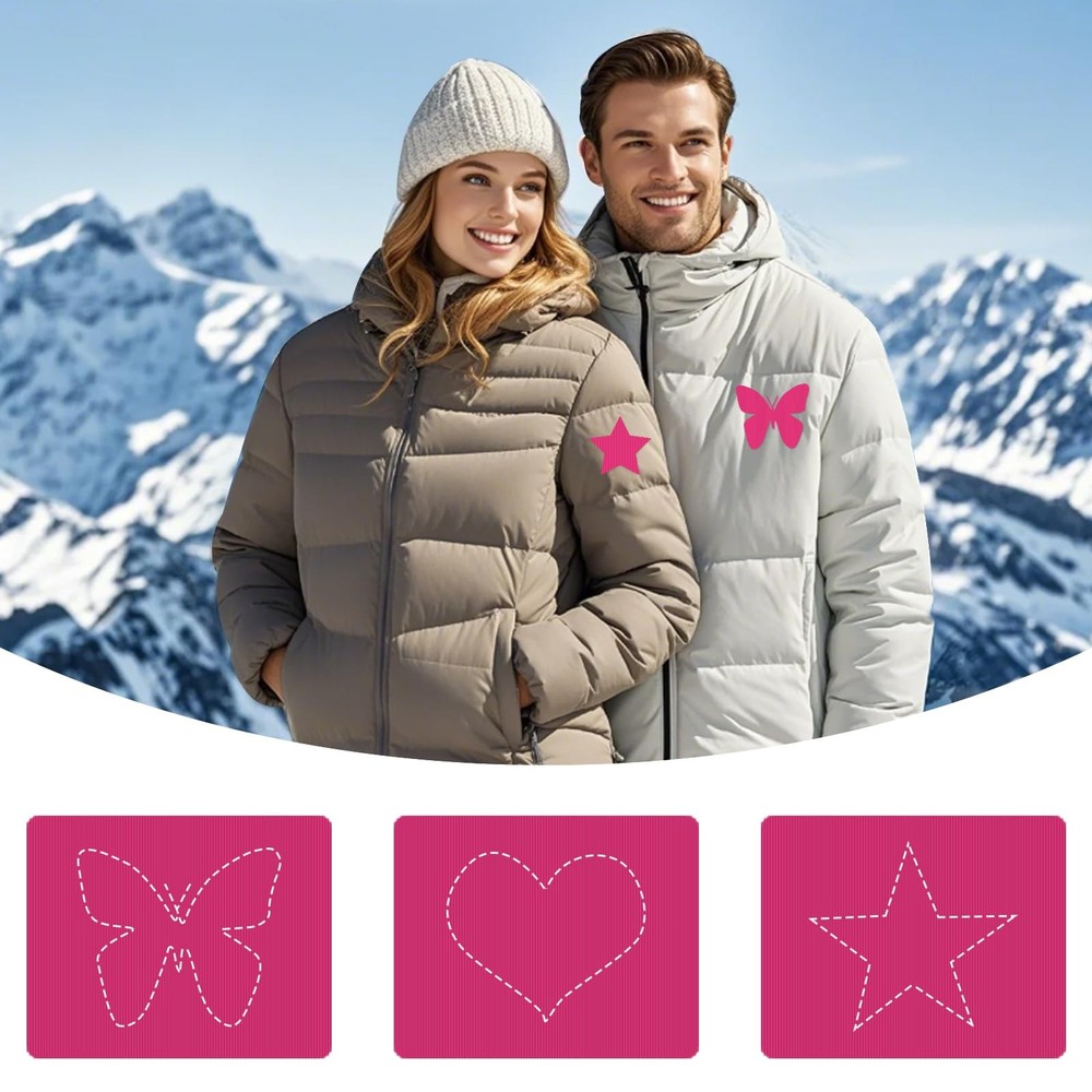 45PCS Down Jacket Repair Patch for Puffer Jackets Three Sizes, Pre-Cut-Rose