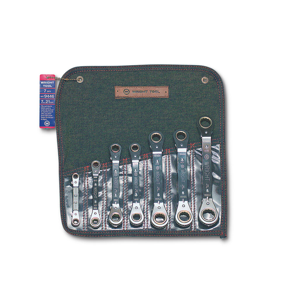 Wright Tool 9446 7 Piece Offset Ratcheting Box Wrench Set 7mm - 21mm