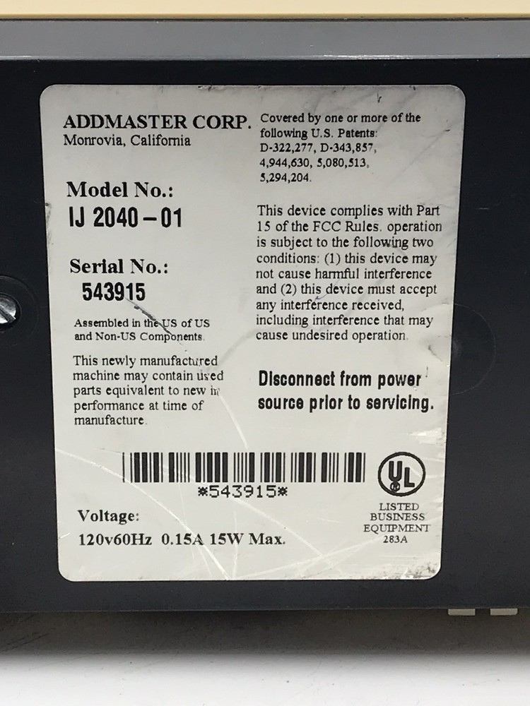 AddMaster IJ 2040-01 Journal & Validation Printer