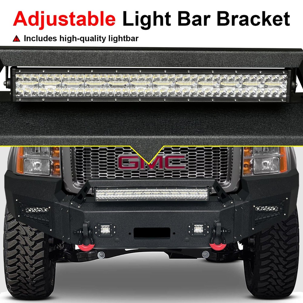 Front Bumper for 2007-2013 Sierra 1500 Winch Plate Sensor Hole D-Ring Lights