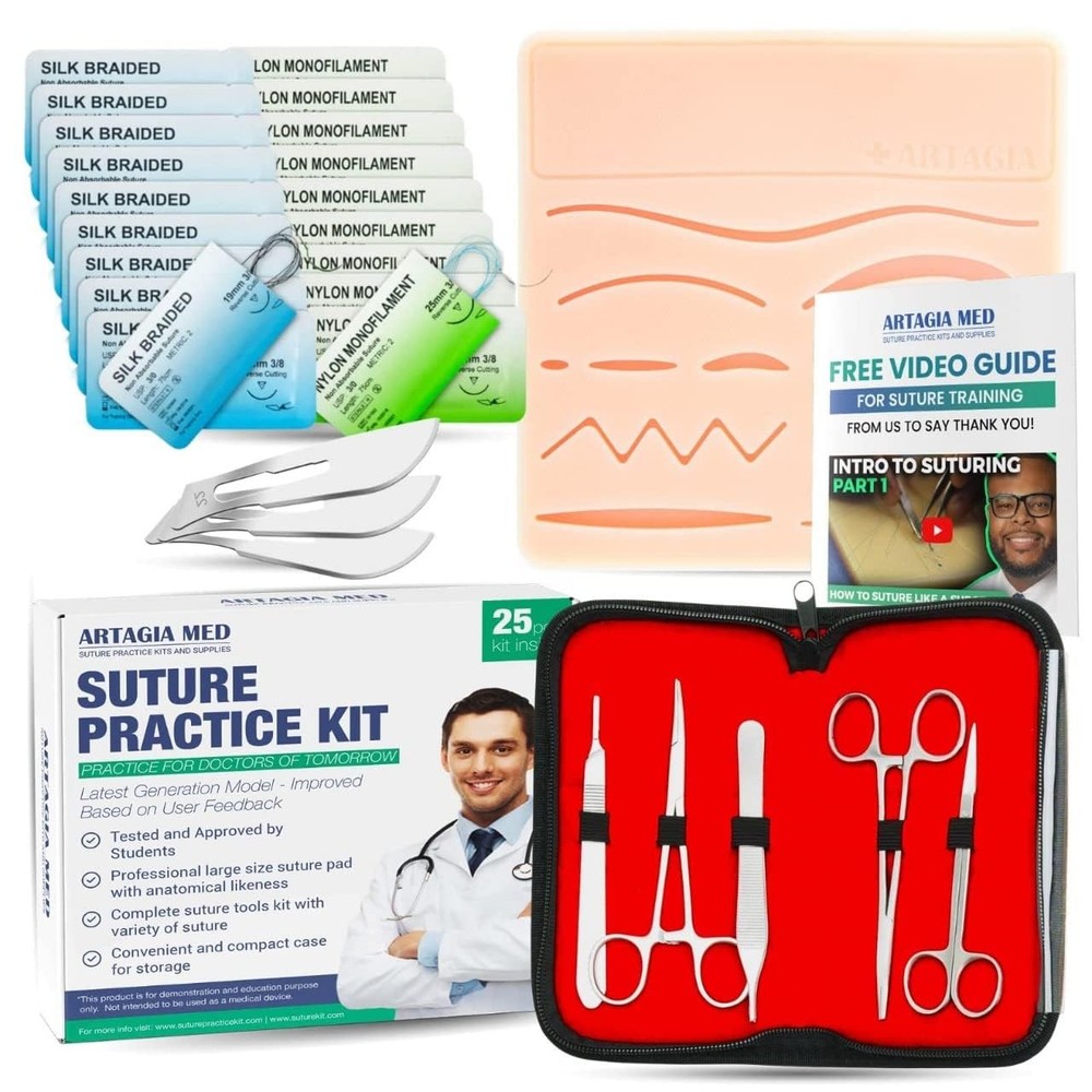 Suture Practice Kit for Students | Including Large Silicone Pad, Suture Threa...