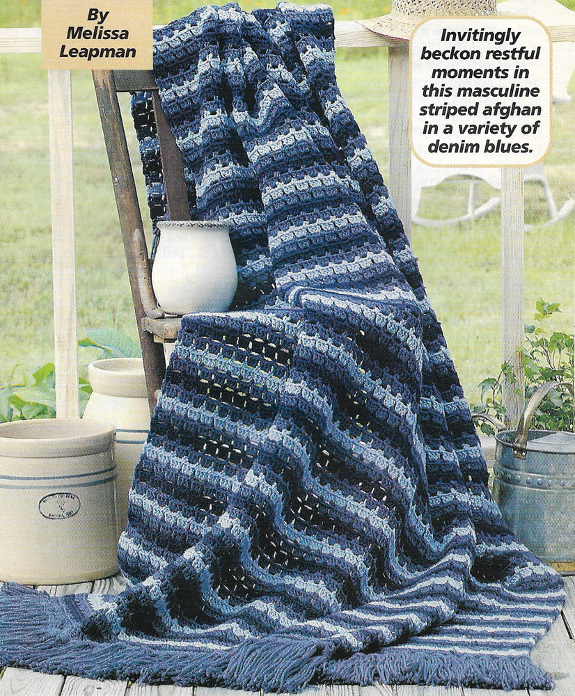 Denim Stripes Afghan crochet pattern instructions