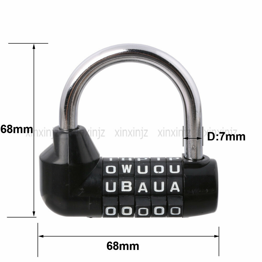 Black 5 Digit letter Password lock Gym Padlock