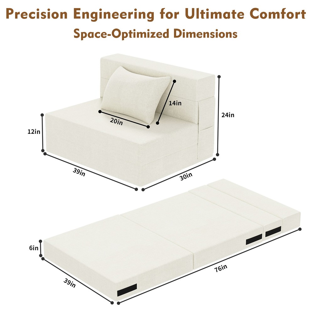 Convertible Folding Sofa Bed Folding Couch Floor Sofa Pillow Soft 39''