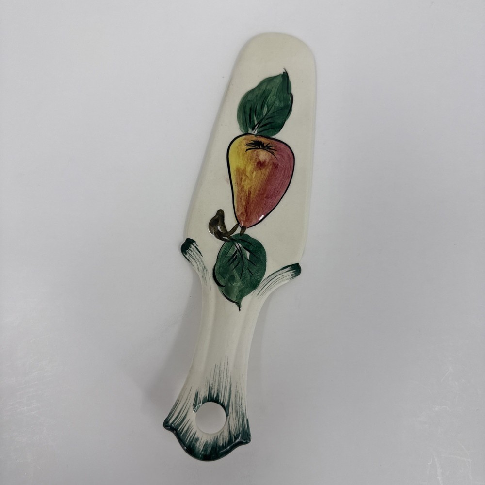 Vintage Ceramic Decorative Pie Or Cake Server, Pear With Leaves 9" EUC