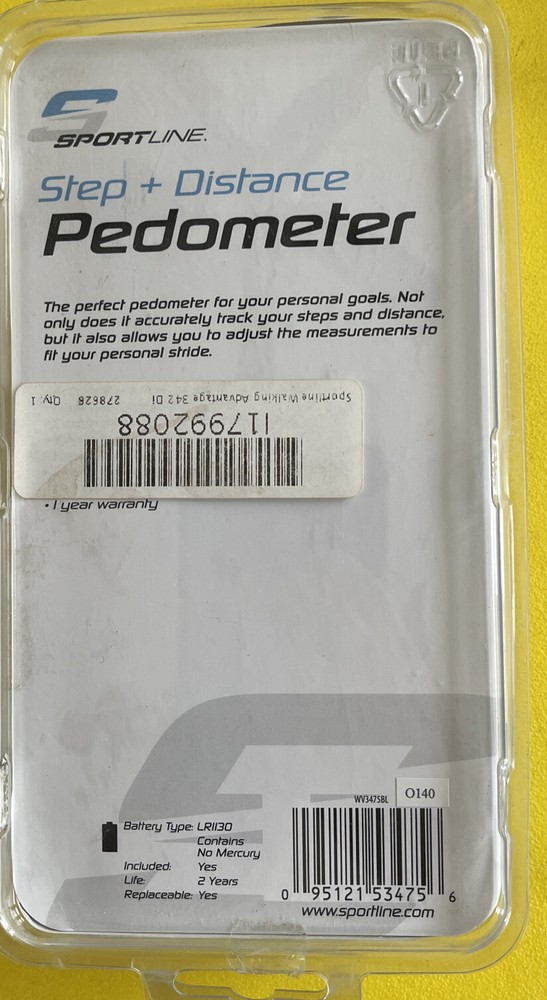 Sportline 340 Step+Distance Pedometer,Steps,Distance Customizable Stride Setting