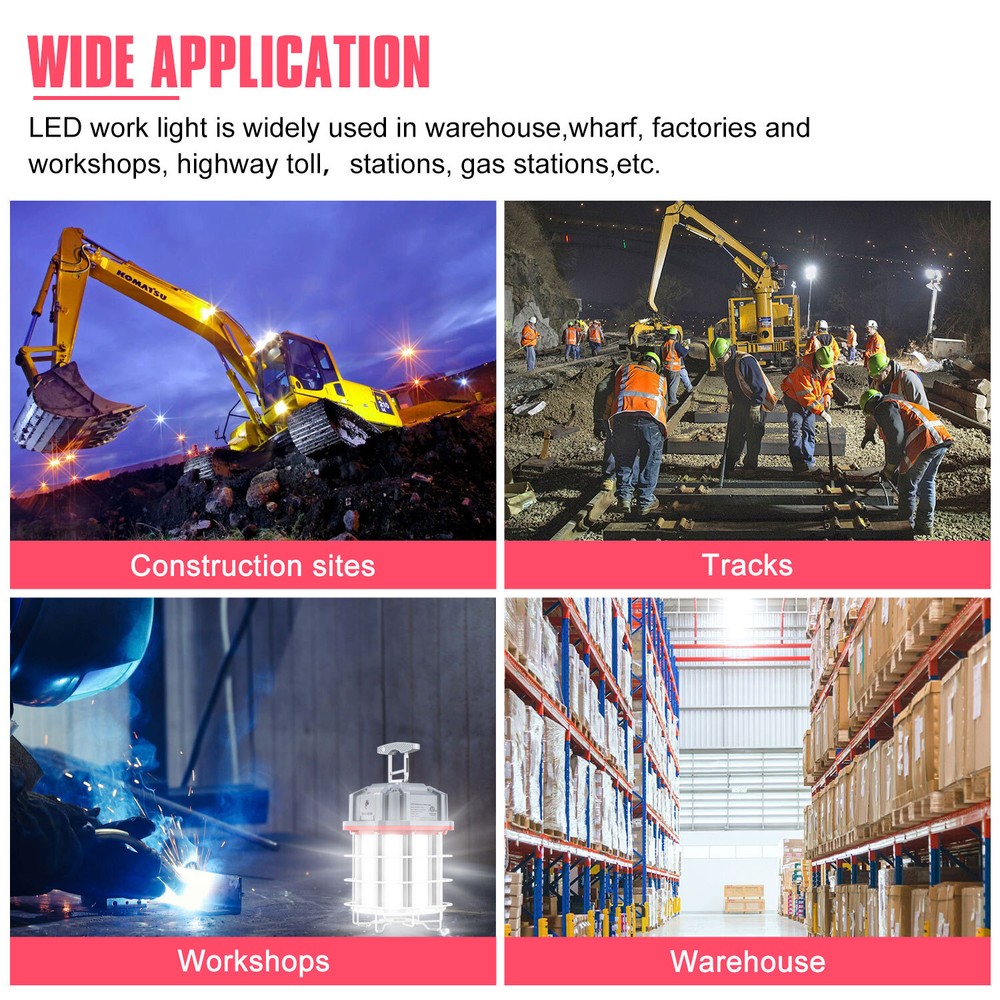 100W LED Temporary Work Light Linkable ETL Listed Construction Job Site Light