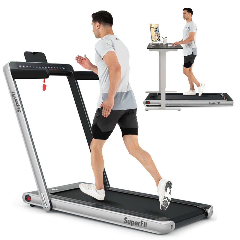 2.25HP 2 in 1 Dual Display Folding Treadmill Jogging Machine W/APP Control