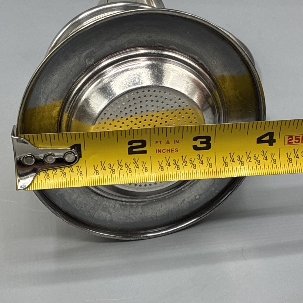 Silver Plate Tea Strainer Press Cup Handle Lid 3pc Marked