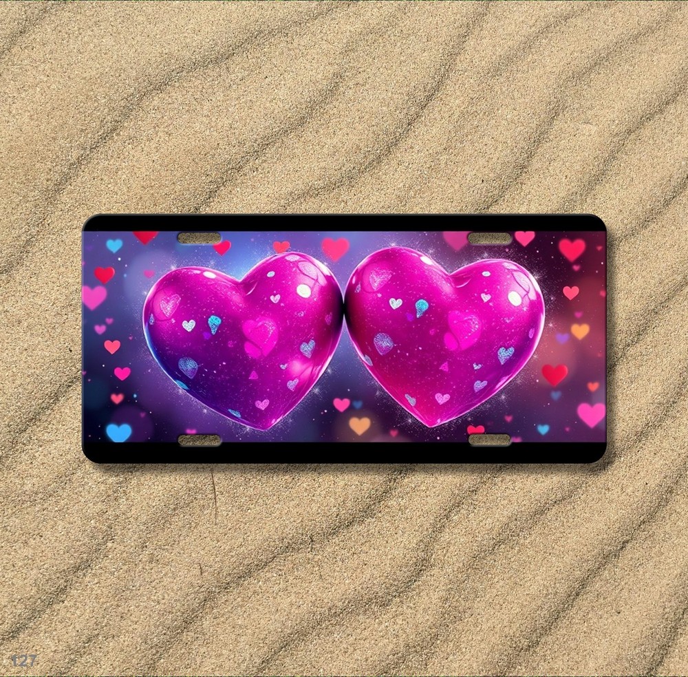 Bold Hearts License Plate Personalized Car Tag Gift Idea