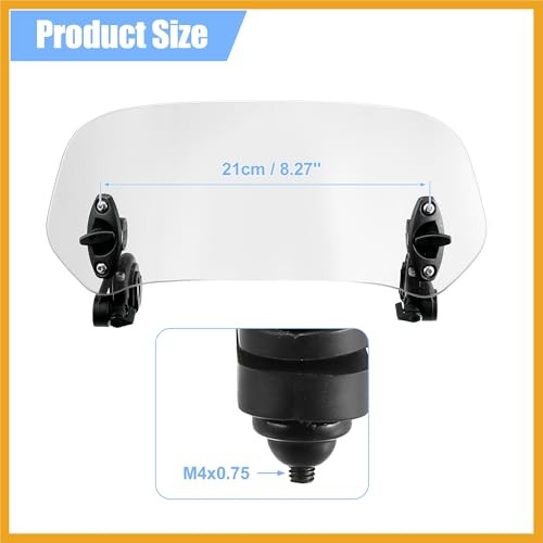28.5cm Motorcycle Windshield Motorcycle Wind Deflector Clear Lens Adjustable