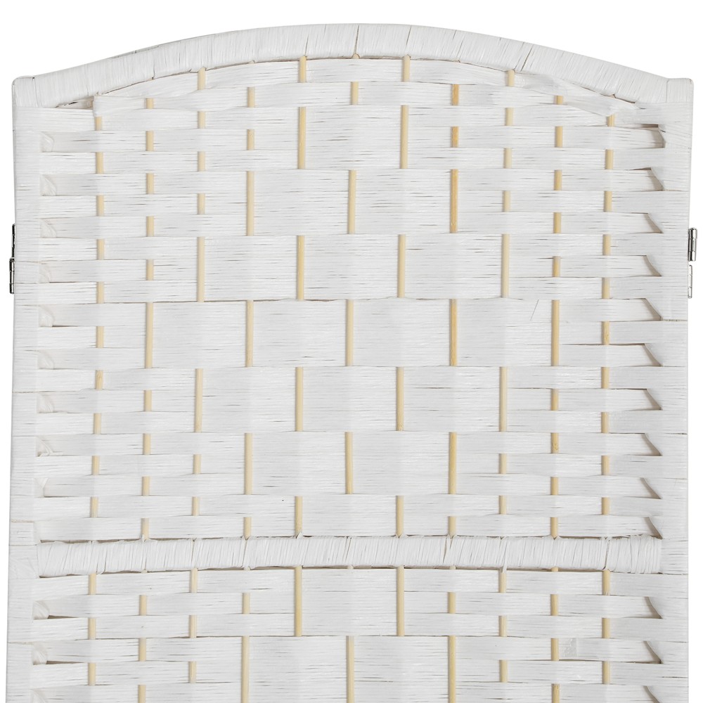 4 Weave Panel Room Divider Privacy Folding Screen Diamond Decor, White