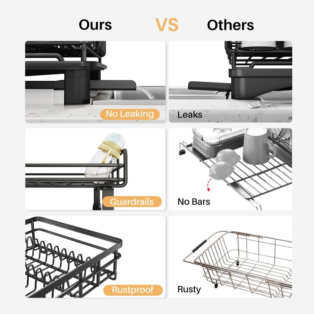 Dish Drying Rack Extendable Dish Rack Large Sink Drying Dish Drainer For Kitchen