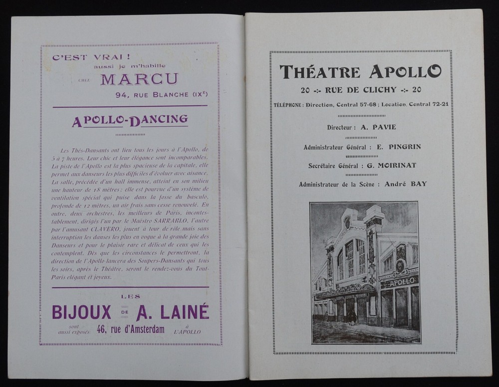 Program 1904 Theatre APOLLO Opéretta Art Deco Style