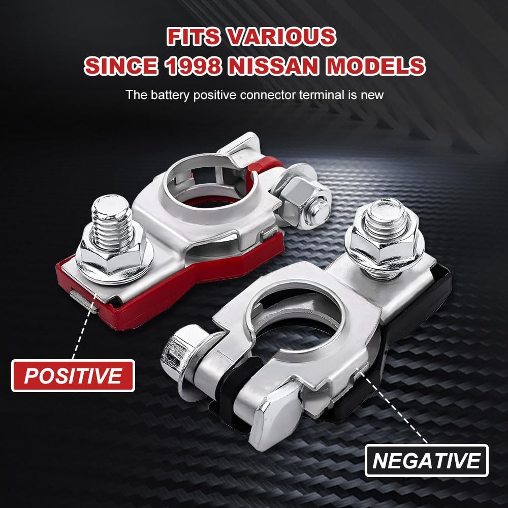 2PCS Battery Terminal Connector, Positive & Negative Auto Cable